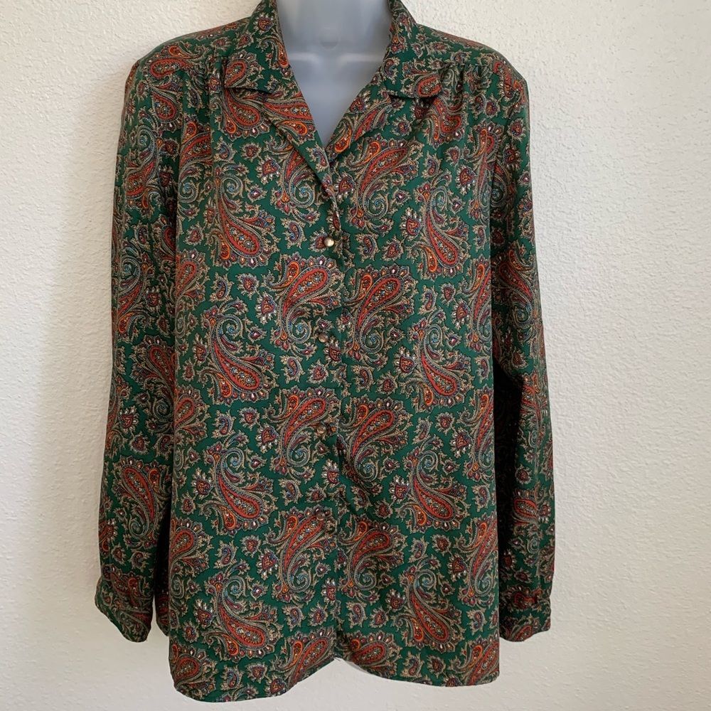 Levi’s Green Paisley Button Down Western Top